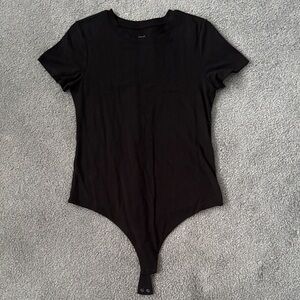 Nuuds Classic Black Short Sleeve Bodysuit - Size L
